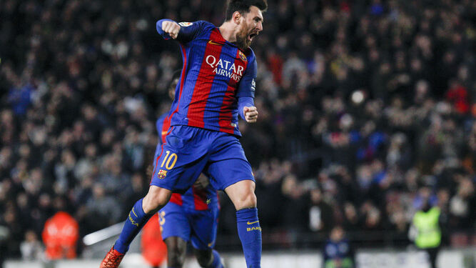 Messi celebra su decisivo gol.