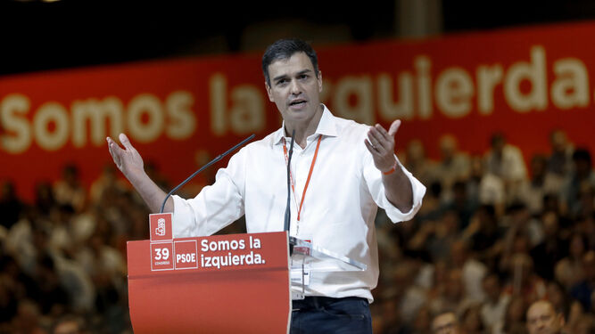 Pedro Sánchez, durante un discurso