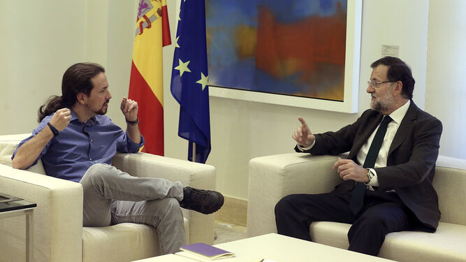 Rajoy e Iglesias en la última reunión que mantuvieron en La Moncloa.