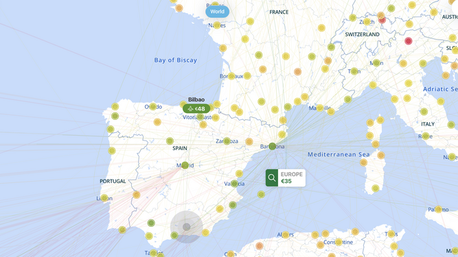 Descubre los vuelos que salen desde Granada con este completo mapa interactivo