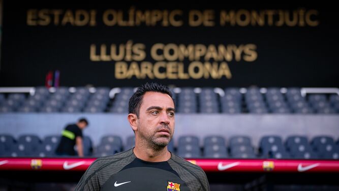 Xavi Hernández, en el estadio Olímpico en el que jugará el Barcelona este curso.