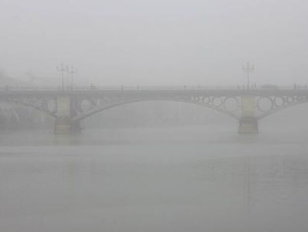 El Puente de Triana, apenas esbozado por la niebla.

Foto: Juan Carlos Mu&ntilde;oz