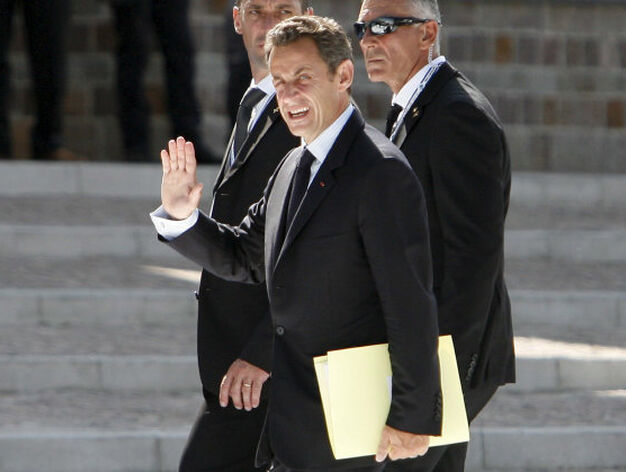 El presidente de Francia, Nicol&aacute;s Sarkozy, llega a un encuentro de trabajo.

Foto: EFE