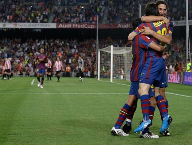 El F.C. Barcelona se proclama campe&oacute;n de la Supercopa de Espa&ntilde;a tras vencer por 3-0 al Athletic de Bilbao en el partido de vuelta disputado en el Camp Nou de Barcelona.

Foto: Agencias