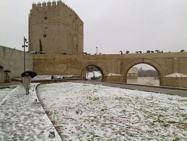 Puente Romano de C&oacute;rdoba rodeado de nieve.

Foto: Joly Digital