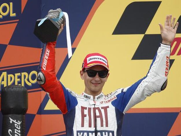 Jorge Lorenzo, en el podio del Gran Premio de San Marino.

Foto: Reuters