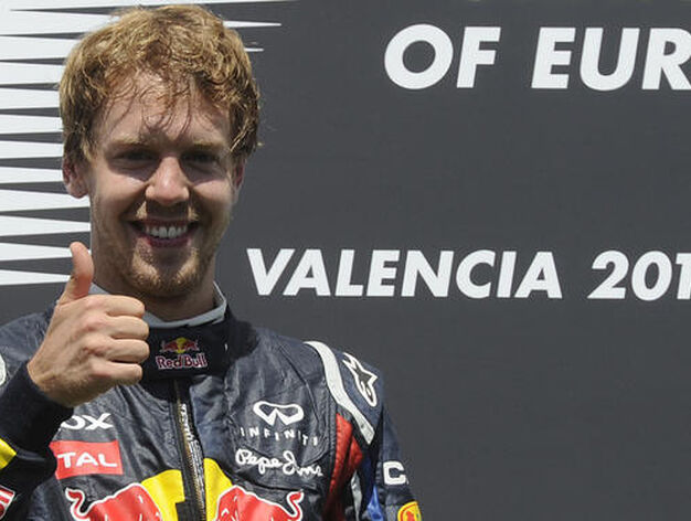 Sebastian Vettel, en el podio del Gran Premio de Europa.

Foto: AFP Photo