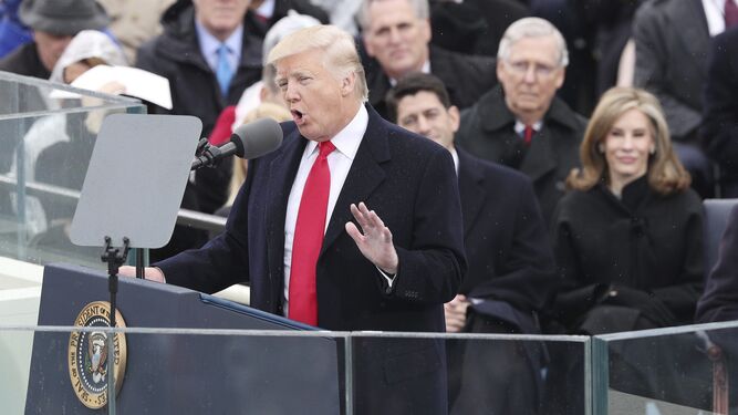 Donald Trump pronuncia su primer discurso como presidente de Estados Unidos.
