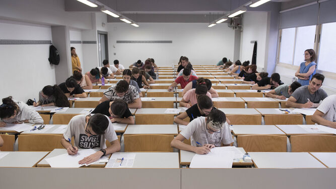 Alumnos realizando una de las pruebas del proceso de la nueva Selectividad en Granada.