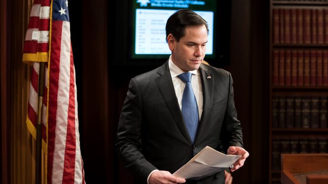 El senador republicano por Florida Marco Rubio, en un debate sobre armas el miércoles en el Capitolio.