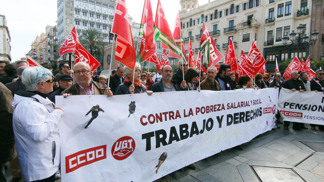 Una protesta sindical en Córdoba por los bajos salarios, en febrero de 2017.