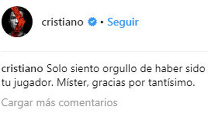 Cristiano Ronaldo se despide de Zidane en Instagram.