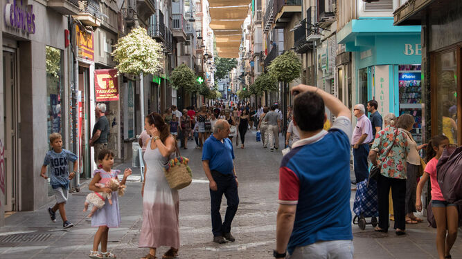 Viandantes pasean por la calle Mesones.