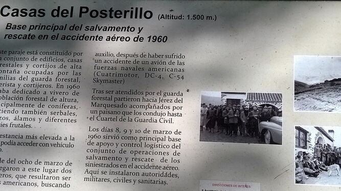 Cartel anunciador de las Casas del Posterillo (Sierra Nevada), antiguo vivero forestal.