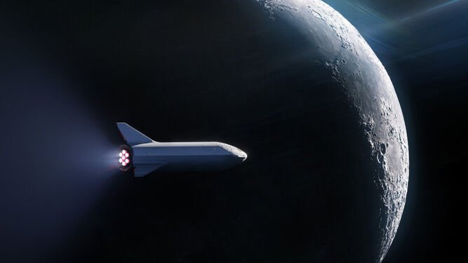 Recreación del vehículo BFR alrededor de la luna.