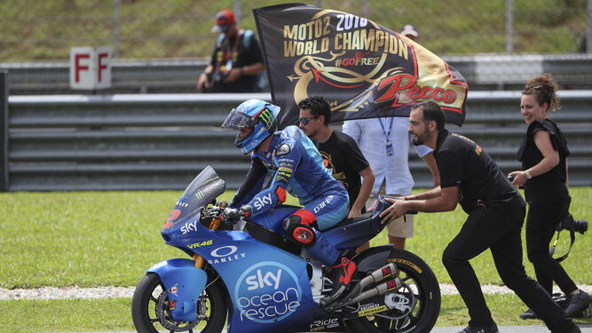 Bagnaia, tras finalizar la carrera de Moto2