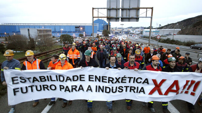 Manifestación de trabajadores de Alcoa en La Coruña