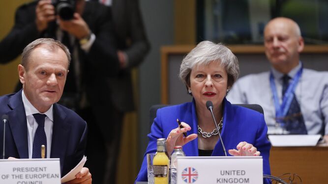 Donald Tusk y Theresa May, en Bruselas