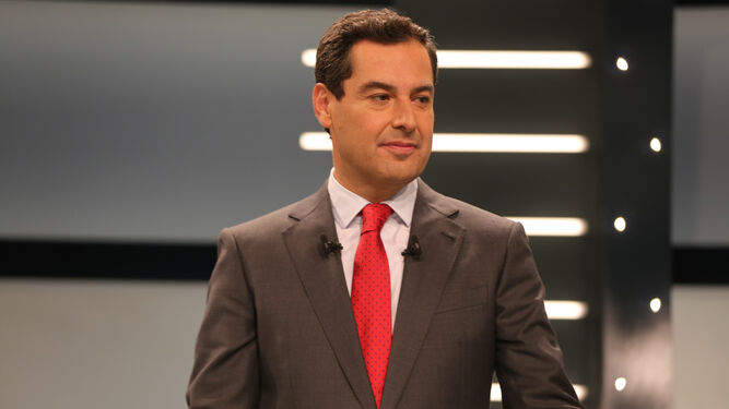 Juanma Moreno, durante el debate.