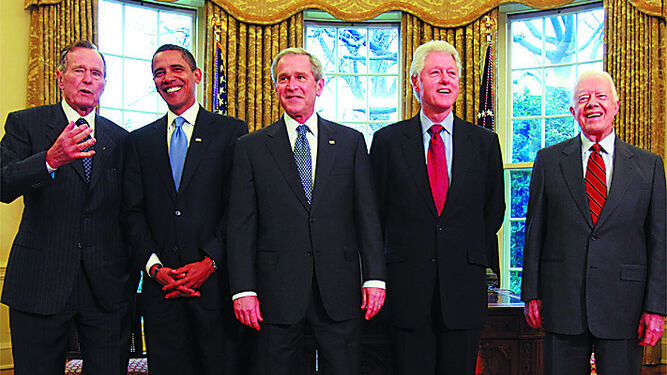 Bush, Obama, Bush, Clinton y Carter, ex presidentes de los EEUU