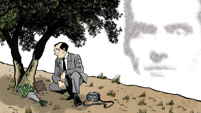 Portada de 'La araña del olvido' de Enrique Bonet, el cómic sobre el viaje del primer investigador del asesinato de Lorca.