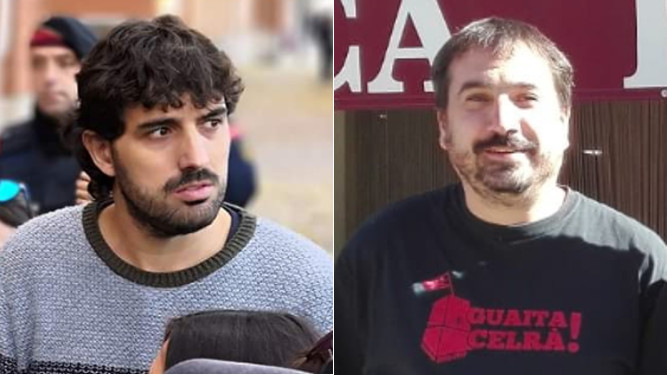 Ignasi Sabater y Daniel Cornellà, los dos alcaldes de la CUP detenidos en Gerona por desórdenes públicos.