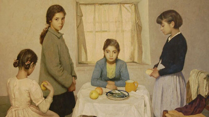 'Escena de familia (Niñas pobres)', obra de 1952 de Rafael Martínez Díaz cedida por el Reina Sofía.