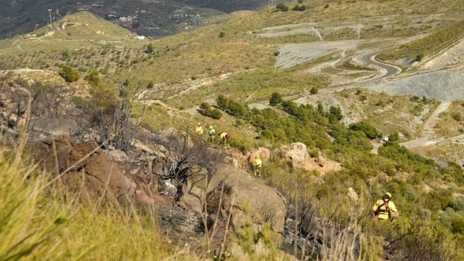 Zona afectada por el fuego cerca del Cerro Gordo de Motril