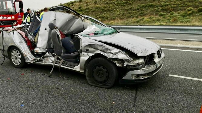 El coche implicado en el accidente mortal.