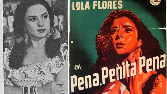 Lola Flores y el cartel de la película 'Pena, penita, pena'