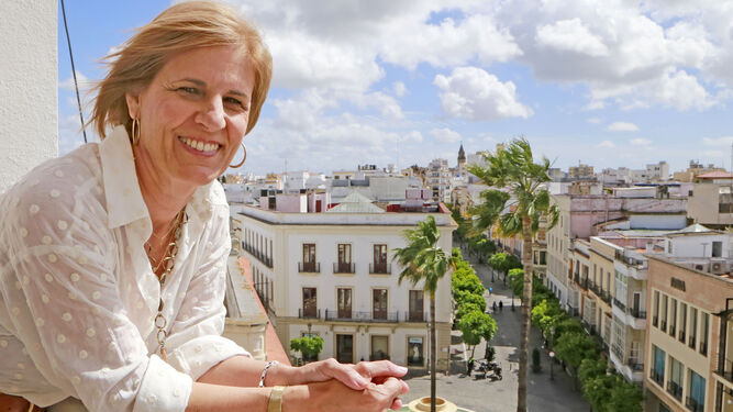 María José García-Pelayo, en la sede del PP jerezano en la céntrica Rotonda de los Casinos.