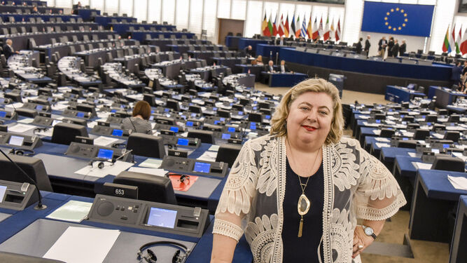 Clara Aguilera (PSOE), en la sede del Europarlamento