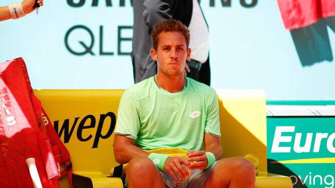 Carballés, pensativo en su último partido en el Madrid Open.