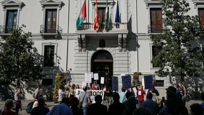Protesta de la OCG del pasado jueves frente al Ayuntamiento.