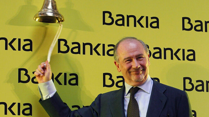 Imagen del ex presidente de Bankia Rodrigo Rato cuando la entidad salió a Bolsa,  el 20 de julio de 2011.