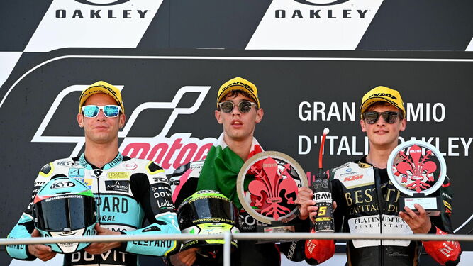 Dalla Porta, Arbolino y Masiá, podio de Moto3 en el Gran Premio de Italia