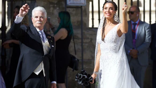 Pilar Rubio llega a la Catedral de Sevilla para su boda con Sergio Ramos