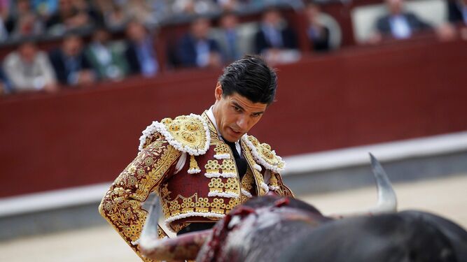 Pablo Aguado en su actuación del pasado domingo en Madrid, donde fue herido.