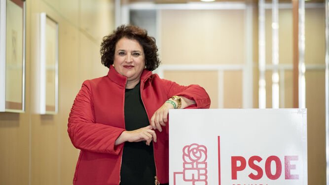 Imagen de Teresa Jiménez en la sede del PSOE en Granada