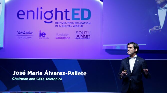 Álvarez-Pallete, durante su conferencia en EnlightED 2019.