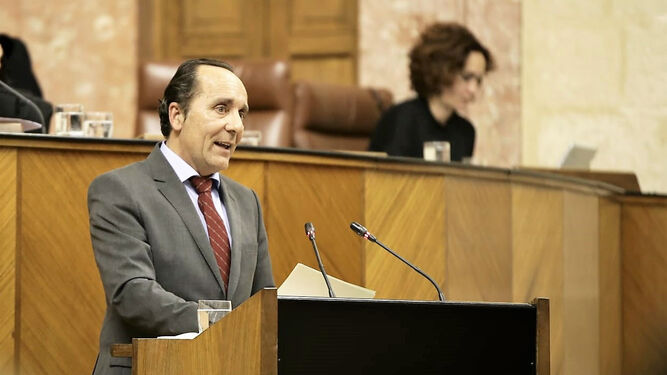 Andrés Samper, diputado de Ciudadanos, en la tribuna del Parlamento