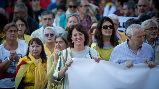 La presidenta de la ANC, Elisenda Paluzie, el sábado pasado en una manifestación por las calles de Barcelona.