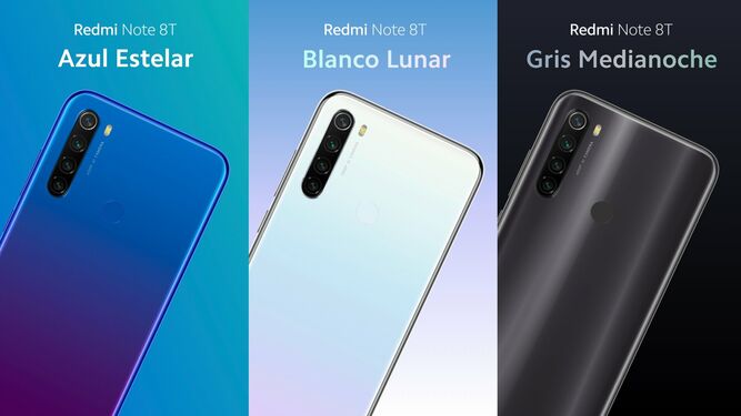 Los tres colores en los que llega el Redmi Note 8T de Xiaomi.