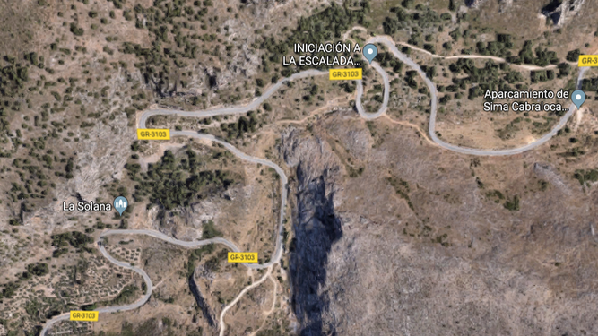 Lugar del accidente en la carretera de la Sierra de la Alfaguara