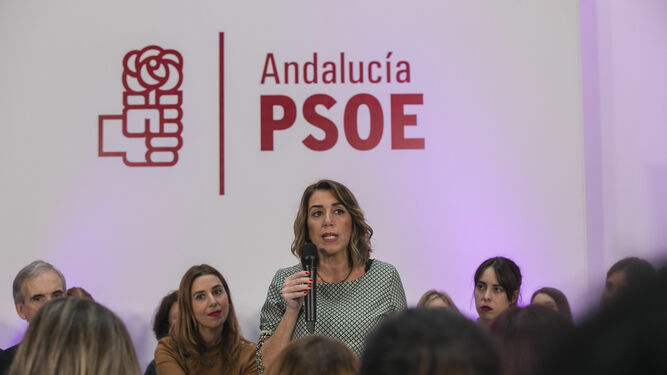 Susana Díaz, el pasado viernes en la sede del PSOE andaluz en un acto contra la violencia de género.
