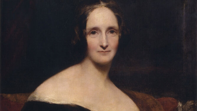 Retrato de Mary Shelley elaborado por Richard Rothwell, exhibido en la Royal Academy en 1840.