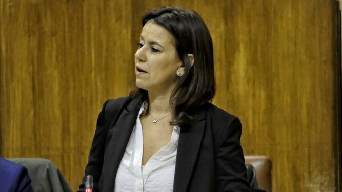 Ana Vanessa García, parlamentaria andaluza del PP, durante una intervención.