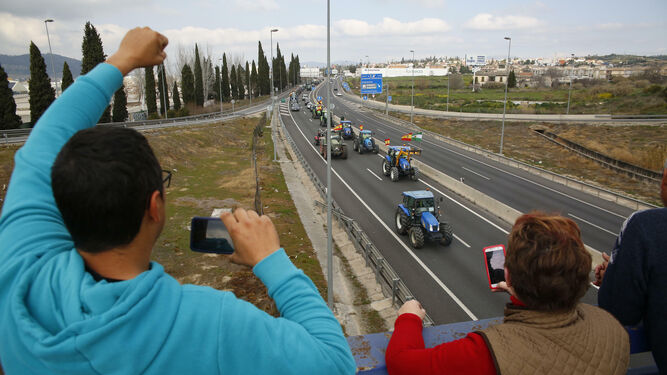 Fotos: entrada en Granada de los tractores de la ruta de Iznalloz y Pinos Puente