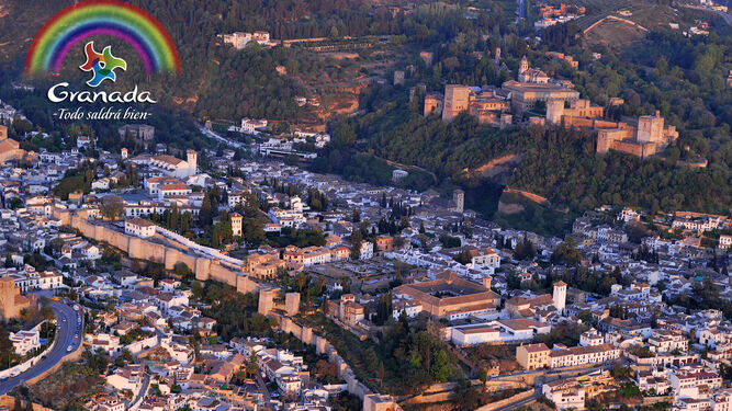 El Albaicín, la muralla y la Alhambra