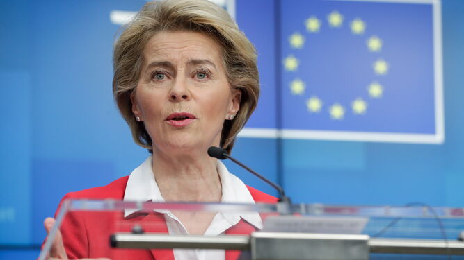 Ursula Von Der Leyen, presidenta de la Comisión Europea, en rueda de prensa.